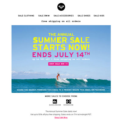 Roxy Summer Sale Email